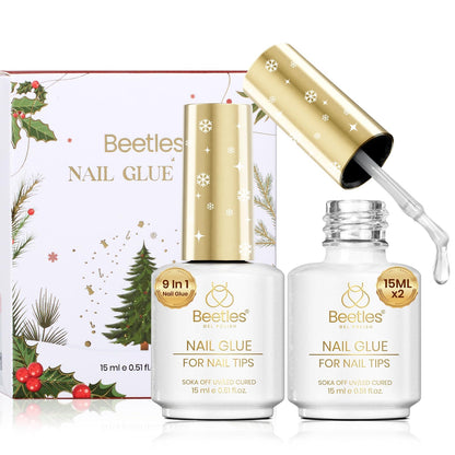 Beetles Gel Nail Kit Short Almond with Nail Dehydrator and Primer, 576Pcs Half Matte Etch-X Gel Nail Tips Solid Nail Glue Mini Nail Lamp Acrylic Nail Tips Easy DIY Nail Extension Set Gift for Women