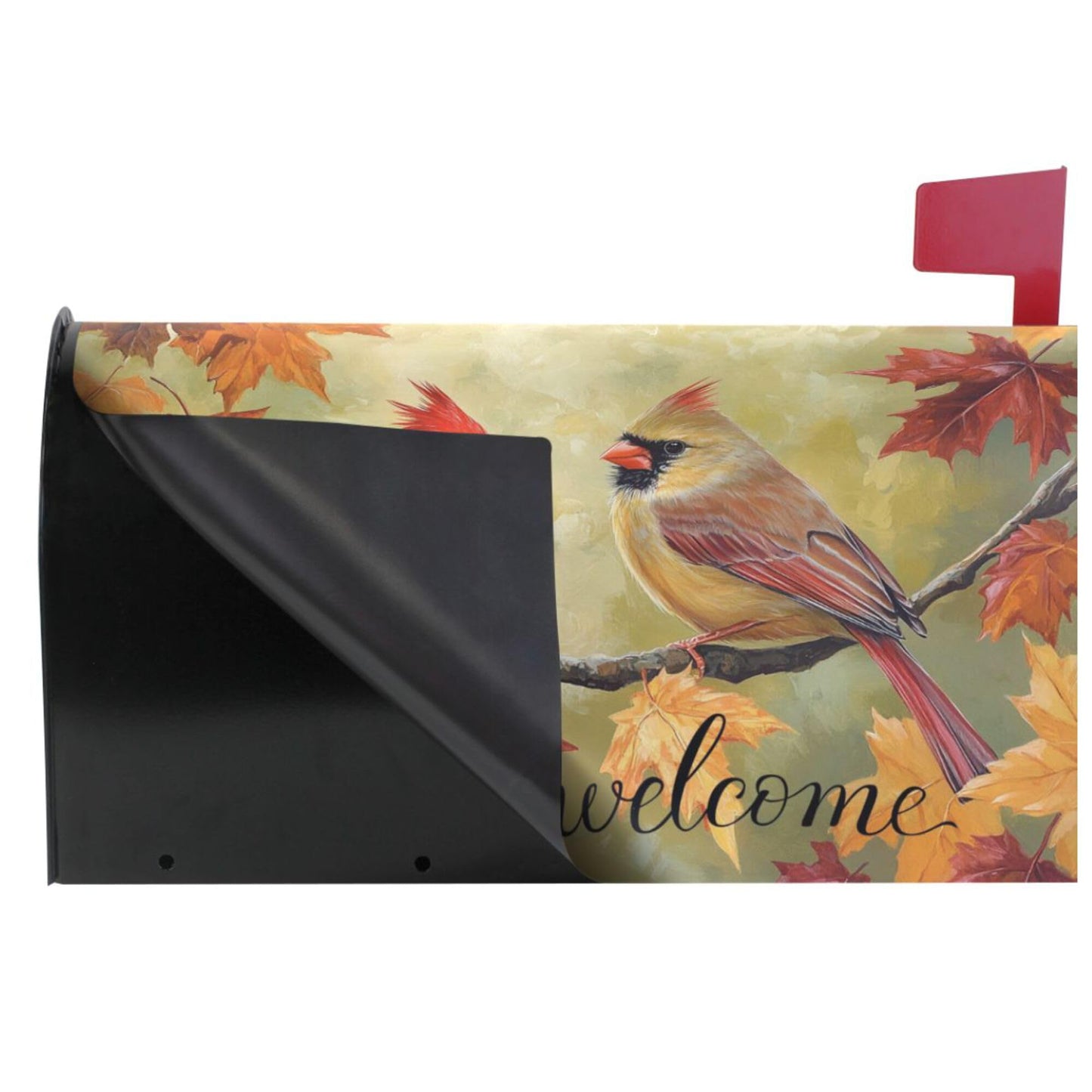 Wamika Welcome Fall Birds Magnetic Mailbox Covers Autumn Cardinal Mailbox Cover Over Size Full Magnet Garden Yard Porch Mail Boxes Cover Holiday Decorations 25" L x 21" W