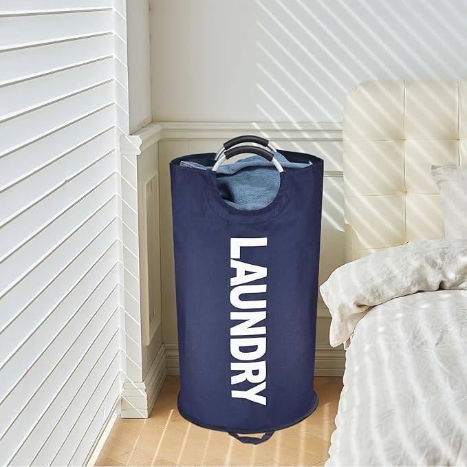 90L Large Laundry Basket, Freestanding Tall Clothes Hamper, Collapsible Laundry