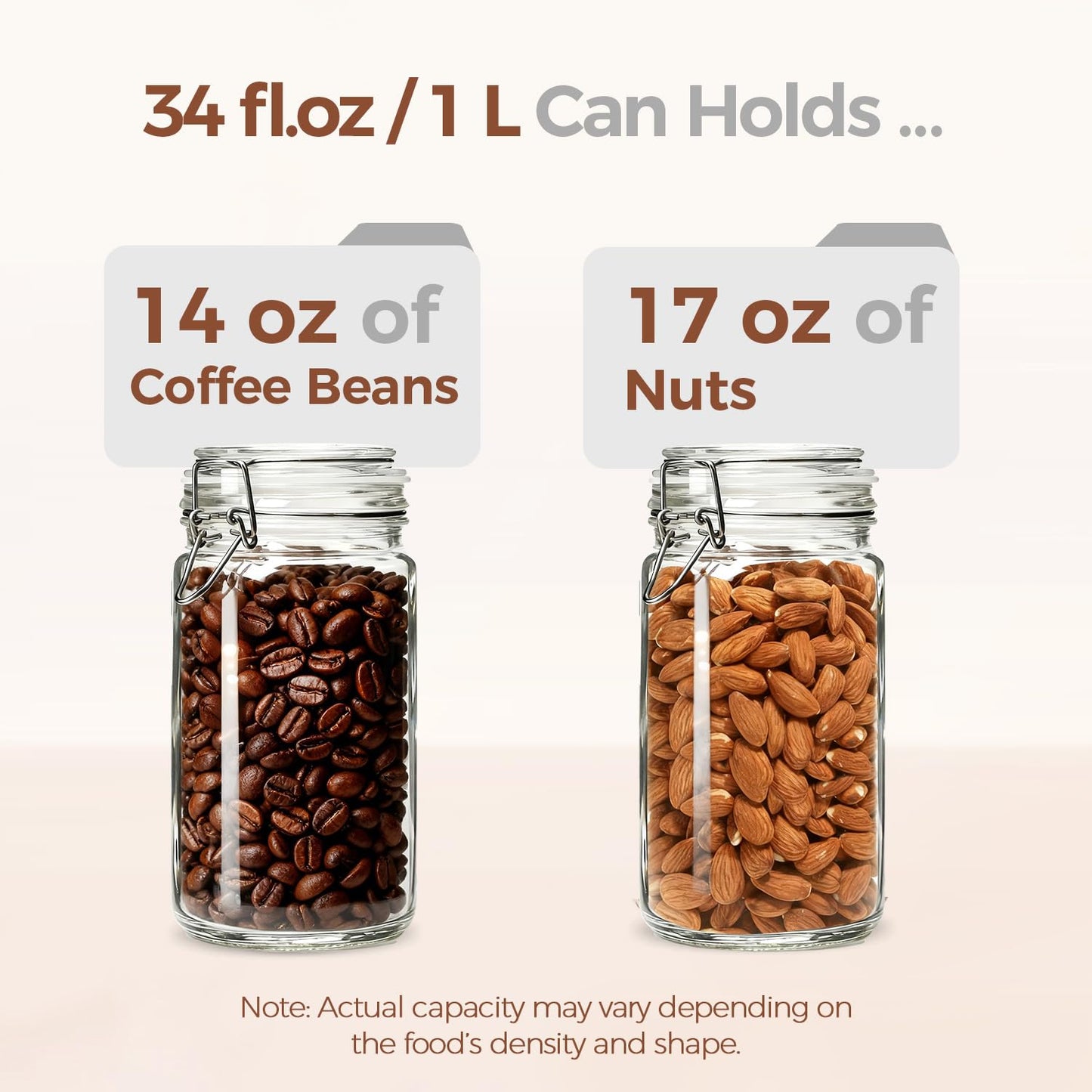 ComSaf 1 Quart Glass Jars with Airtight Lids (32oz, Set of 3), Straight-Sided Canisters for Sourdough Starter & Fermenting, 1L Hermetic Pantry Storage for Flour, Sugar, and Coffee