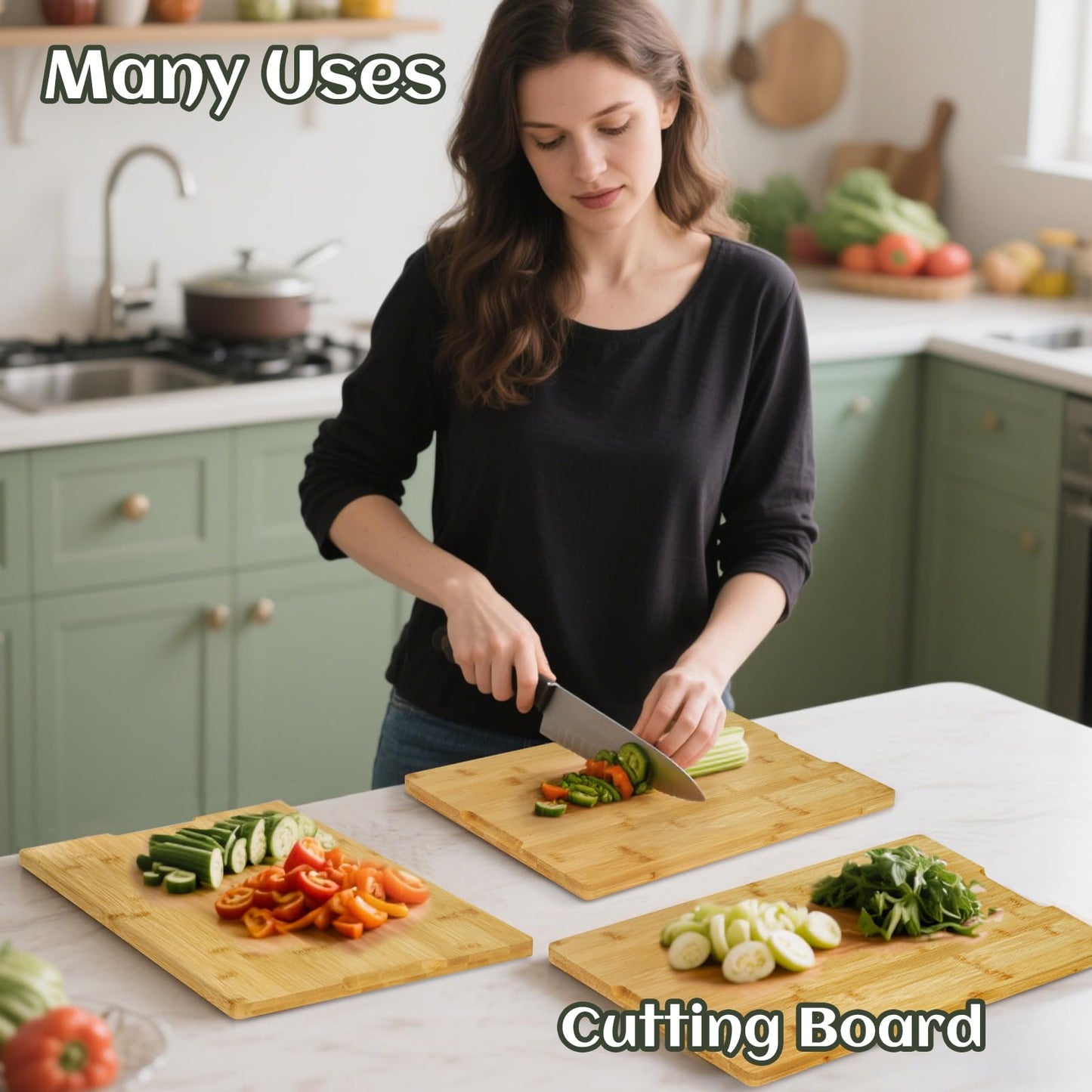 Zenxylo Charcuterie Boards Gift Set | Bamboo Cheese Board with Tongs and Spoons