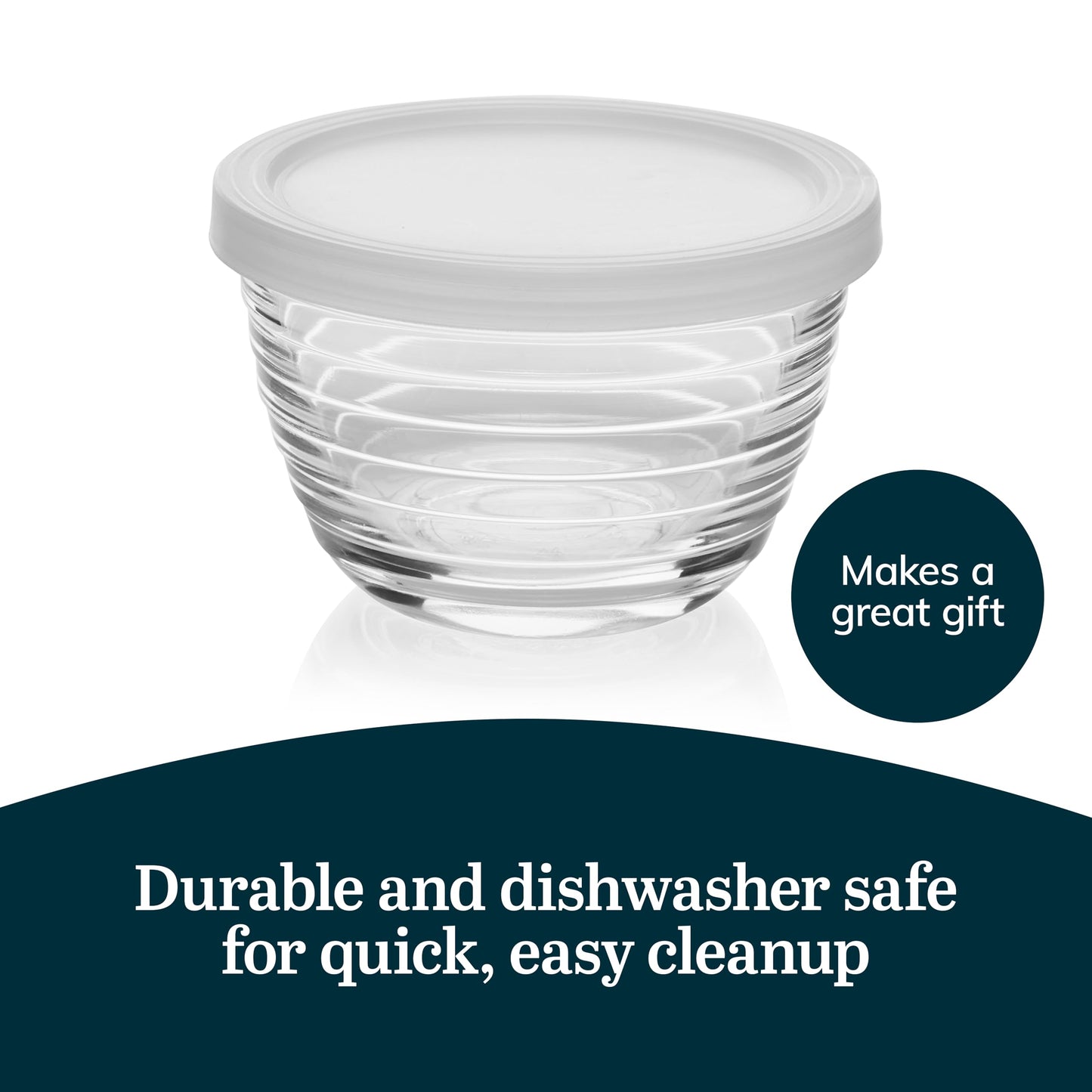 Libbey Small Glass Prep Bowls with Lids, Set of 8, 6.25 oz Small Bowls- Ideal for Leftovers, Meal Prep & Dips, Durable & Dishwasher Safe