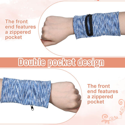 Yuanan 6 PCS Wrist Wallet, Wrist Pouch with Zipper High Elasticity Wristband Wallet Light Comfortable Ankle Wallets Key Card Storage Bags for Women Men Travel Running Walking Hiking-6 Colors