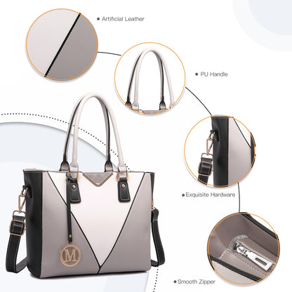 Miss Lulu Handbags for Women, V-Shape Shoulder Tote Bag, Lightweight Leather Look Medium Handbag