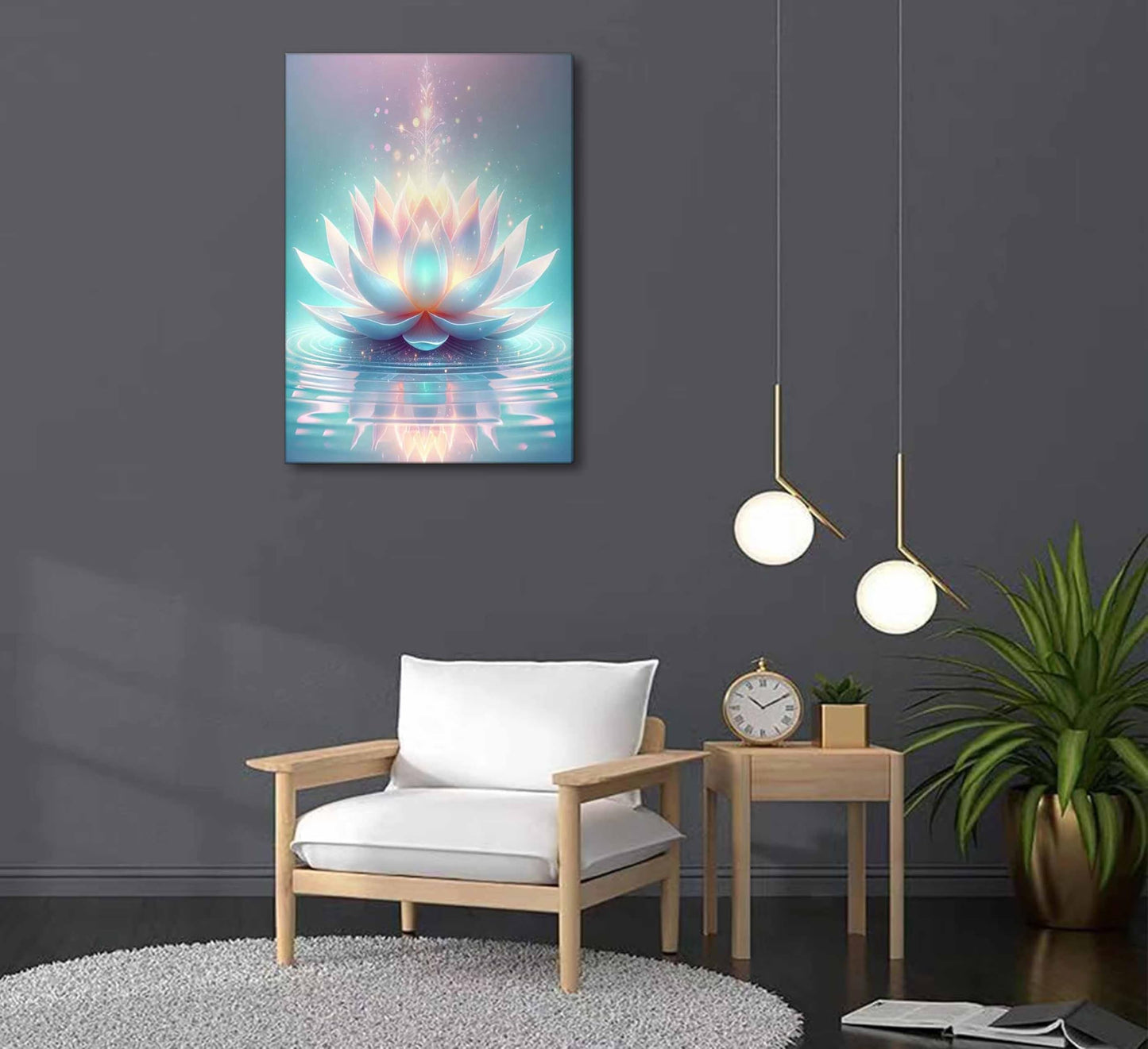 Zen Canvas Wall Art White and Blue Lotus Flower Bloom in Water Picture Yoga Spa Meditation Spiritual Room Wall Decor Poster Print Artwork for Bathroom Bedroom Office Yoga Room Home Decoration