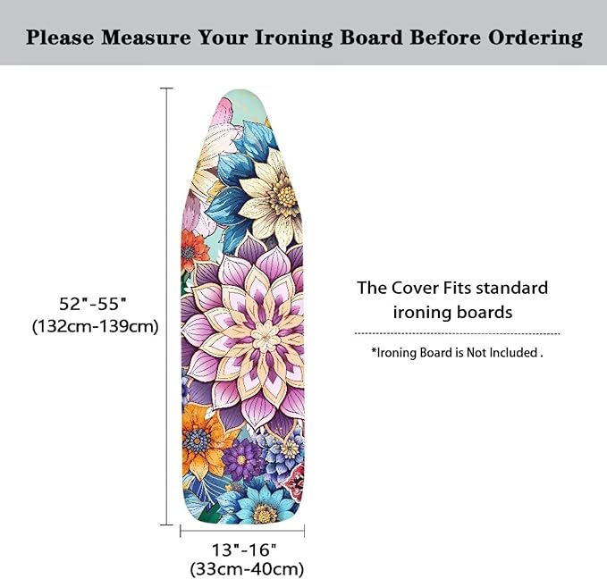 Bohemian Flowers Tabletop Ironing Board Cover and Pad Standard Ironing Board