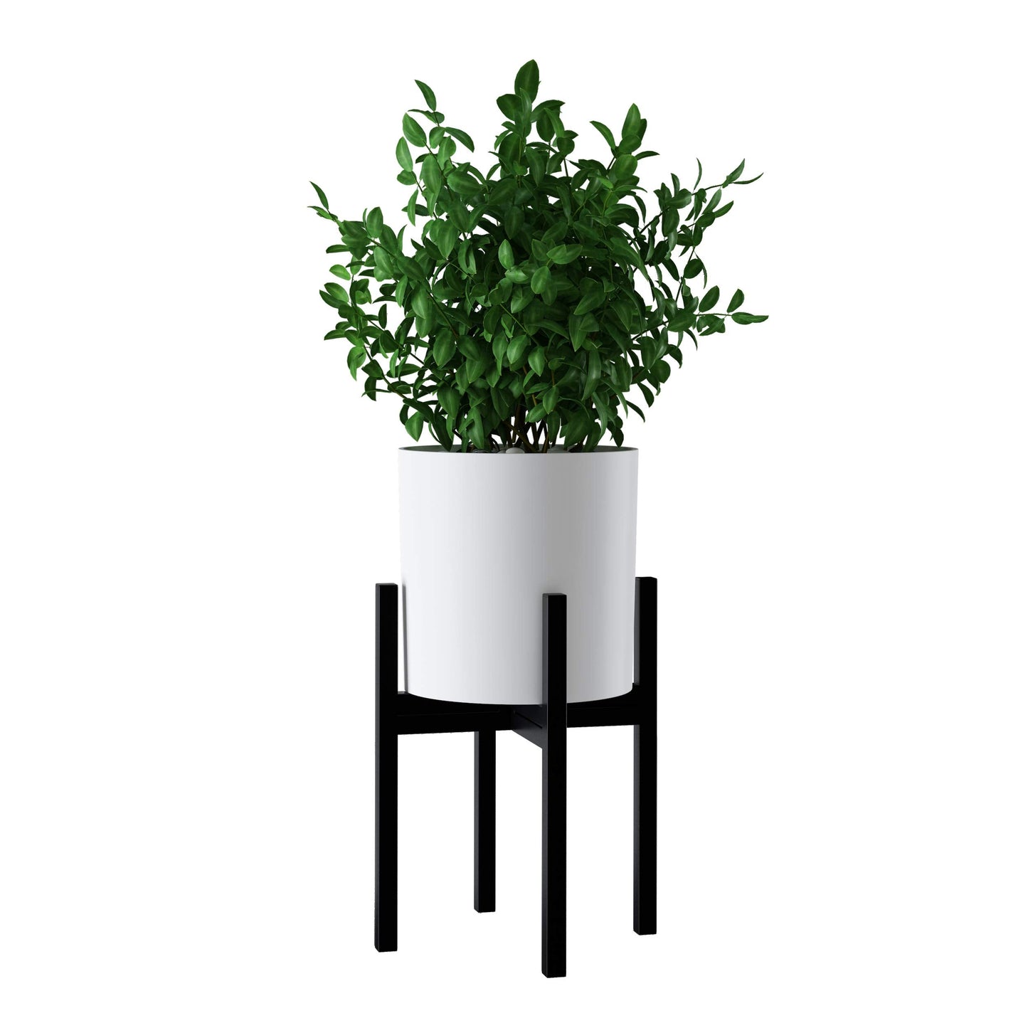 FaithLand 10 Inch Fiberstone Planter - Lightweight Modern Cylinder Plant Pot with Drainage Hole & Plug, Indoor Outdoor Use, Matte White