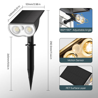 Linkind Solar Outdoor Motion Sensor Lights, IP67 Waterproof Solar Powered Security Lights, Solar LED Pathway for Garden Driveway Fence, 6500k Cold White, 2 Pack