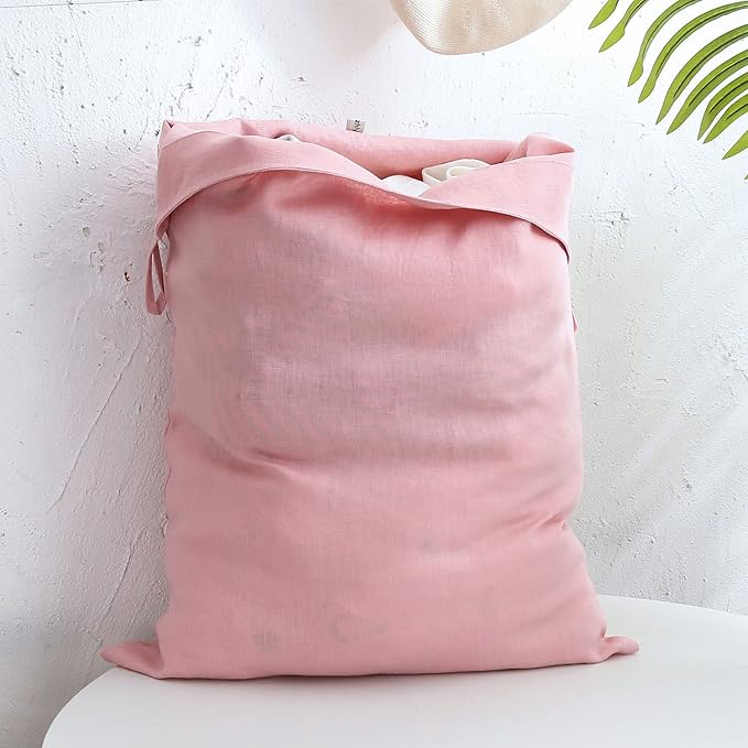 Amazhiyu Pure Linen Over The Door Laundry Hanging Hamper Bag