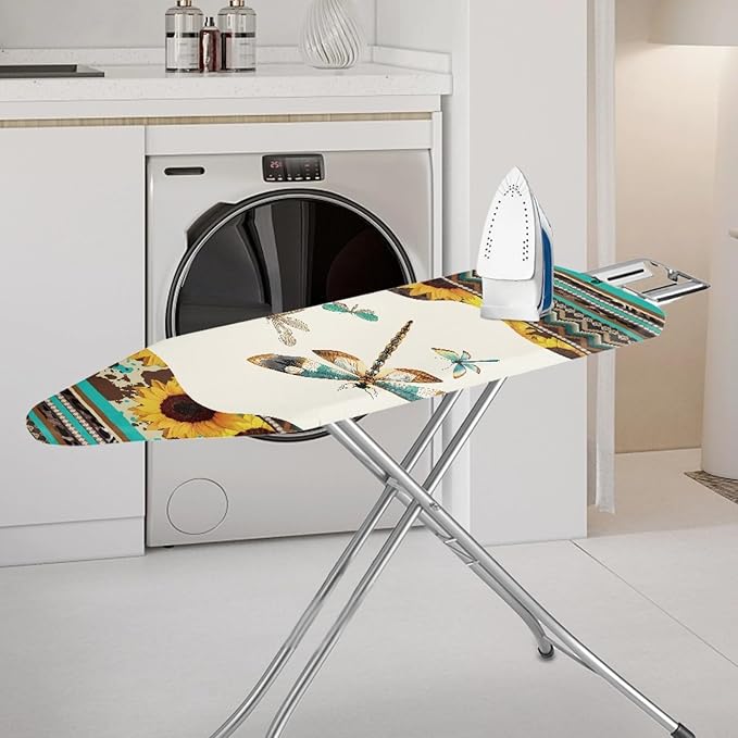 GLENLCWE Tribal Stripe Ironing Board Cover, Hippie Dragonfly Sunflower Iron