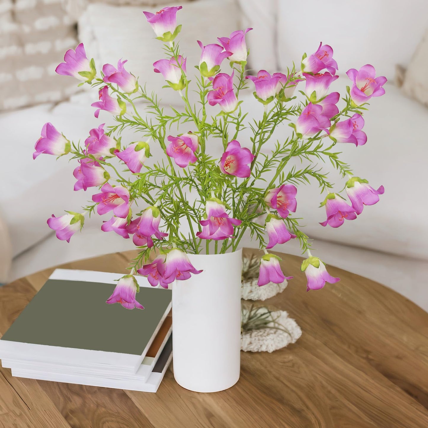 RSSGID 6Pcs Artificial Flowers Lily of the Valley 26.8 Inch Long Stem Fuchsia Faux Bell Flowers Realistic Campanula Spring Summer for Tall Vase Home Decor Wedding Centerpiece Garden Party Balcony