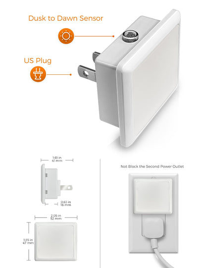 L LOHAS LED Night Lights Plug into Wall, [6-Pack] Plug in Night Light, Dusk-to-Dawn Sensor, 3000K Soft White 0.3W Bright Nightlight Auto-On/Off for Adults Kids Room Bedroom Bathroom Hallway Kitchen