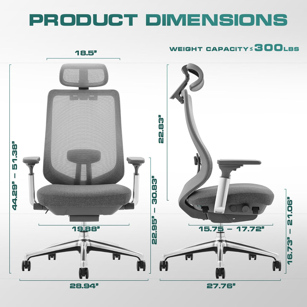 COLAMY Ergonomic Mesh Office Chair, High Back Office Chair, Computer Executive Desk Chair with Lumbar Support,Adjustable Headrest and 4D Arms, Slide Seat, Tilt Lock-Darkgrey New