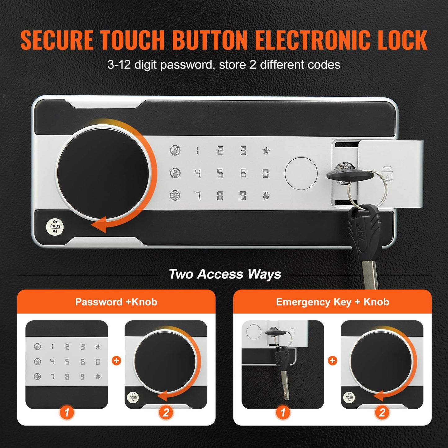 VEVOR 1.7 Cub Depository Safe, Deposit Safe with Drop Slot, Electronic Code Lock and 2 Emergency Keys, 13.77''x11.81''x17.71'' Business Drop Slot Safe for Cash, Mail in Home, Hotel, Office