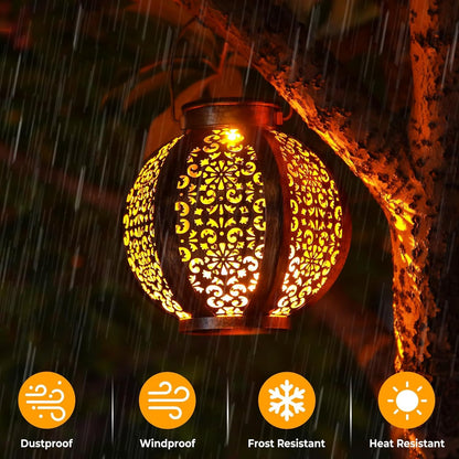 OxyLED 2 Pack Solar Lanterns for The Garden, Solar Garden Lamps Hanging Lantern IP44 Waterproof LED Solar Decorative Landscape Lighting for Patio Backyard Pathway Warmwhite