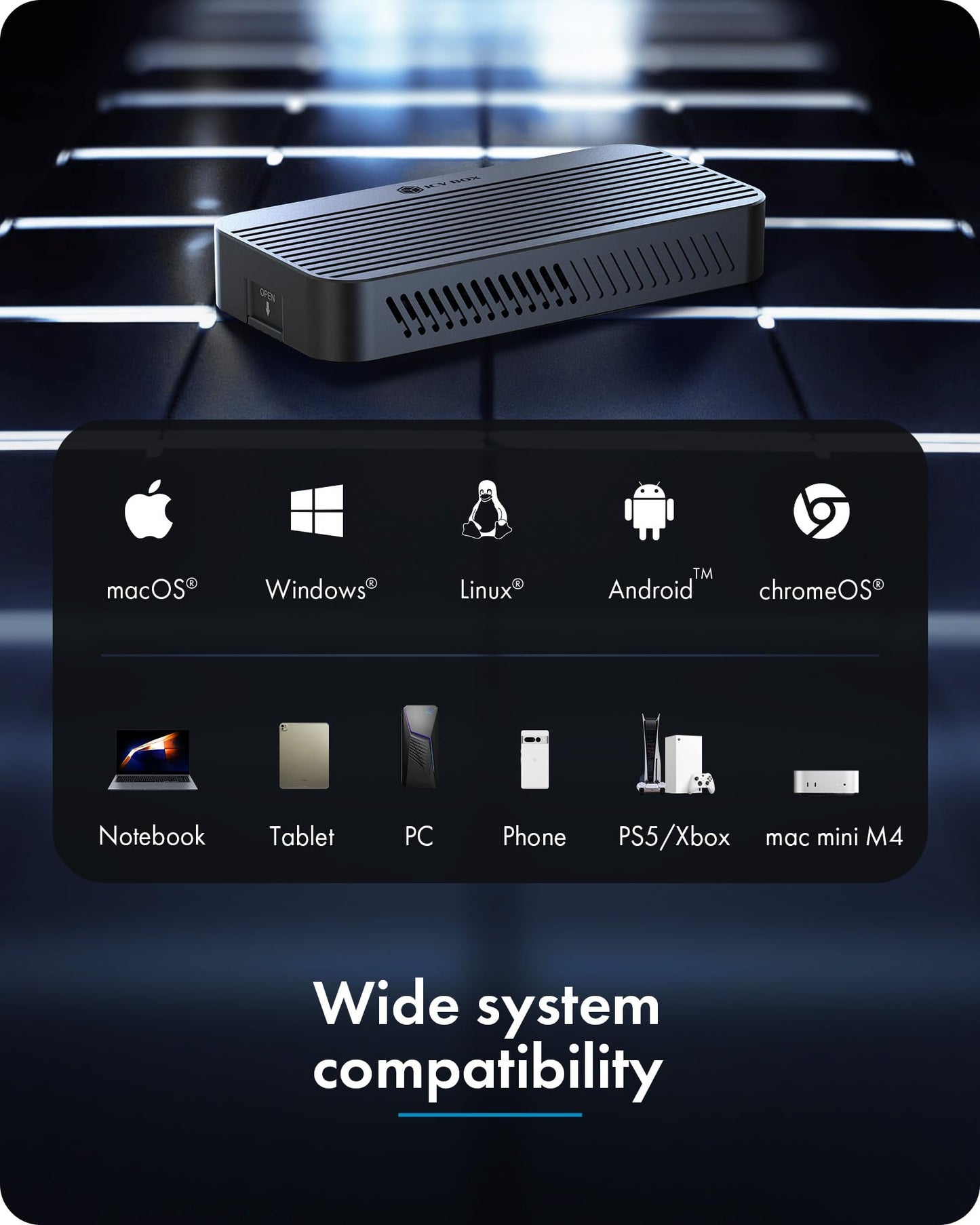 80Gbps M.2 NVMe SSD Enclosure with Cooling Fan, ICY BOX USB4 NVMe SSD Enclosure Compatible with Thunderbolt 5/4/3/USB 4 M-Key Key SSD up to 8TB, Aluminum Alloy Housing