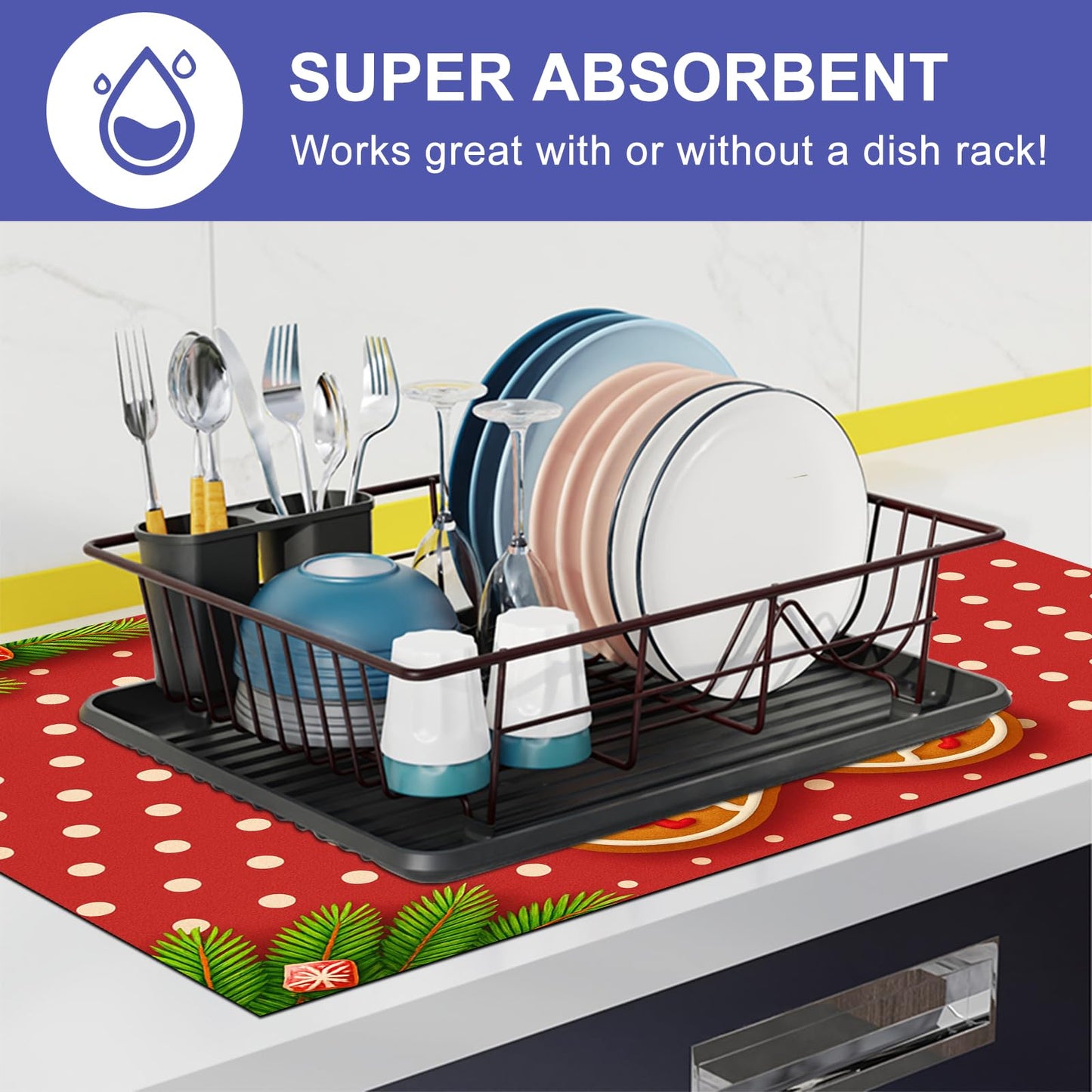 HOMETITUTE Stove Top Covers for Electric Glass Stove 28x20 Inch Gingerbread Man Christmas Cooktop Protector Heat Resistant Counter Cover Dish Drying Mat for Kitchen RV Camper