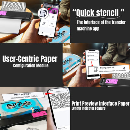 OZER M08Pro Wireless Tattoo Transfer Stencil Printer - Inkless Transfer Thermal Copier Machine Compact Printer, Quick Stencil Compatible with Smartphone & Laptop