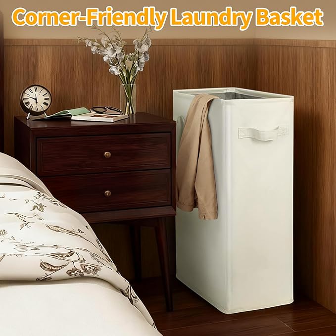 Slim Laundry Hamper, 48L Ultra Thin Collapsible Laundry Basket