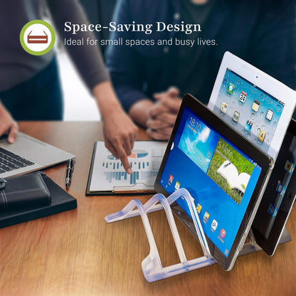 Prosumer's Choice Universal Charging Rack Organizer - Multi Device Stand Holds 5 Tablets or Smartphones - Desktop Tablet Holder and Storage Station - Compact Tech Organizer Dock for Home or Office