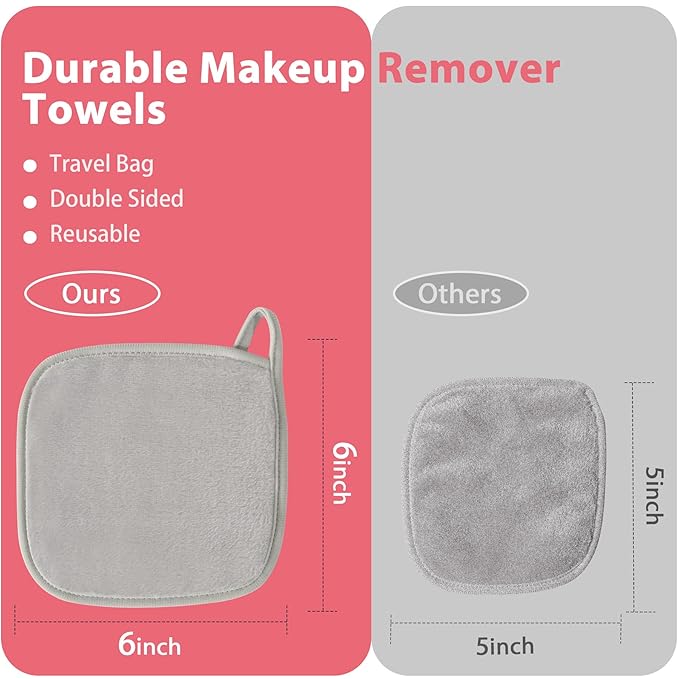 Makeup Remover Cloth, 12 Pack Makeup Remover Pads Microfiber Face Washcloth