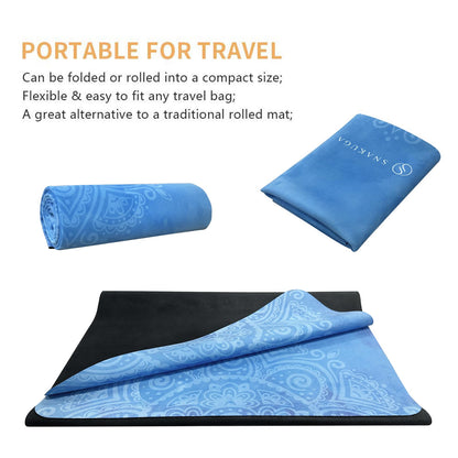 Travel Yoga Mat, Non Slip Exercise Suede Mat with Carry Bag, All-Purpose Fitness Mat with High Density Anti-Tear Surface for Women, Ideal for Pilates Workout (72'' x 24'' x 1.5mm Thick)