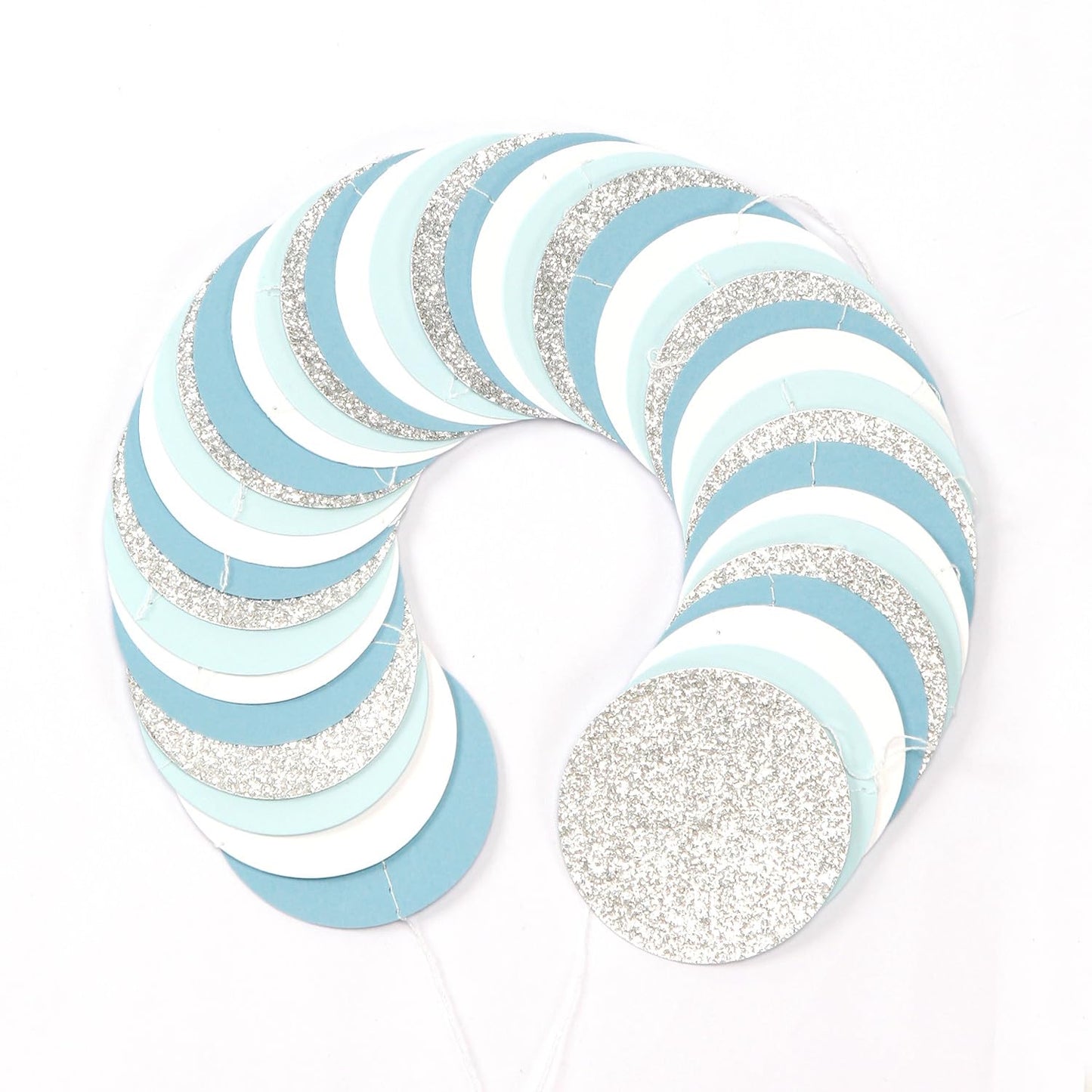 Light Baby Blue White Silver Party-Decoration Garland - 52ft Baby Boy Shower Birthday Streamers,Graduation Bachelorette Bridal Christmas Banner Decor Lasting Surprise