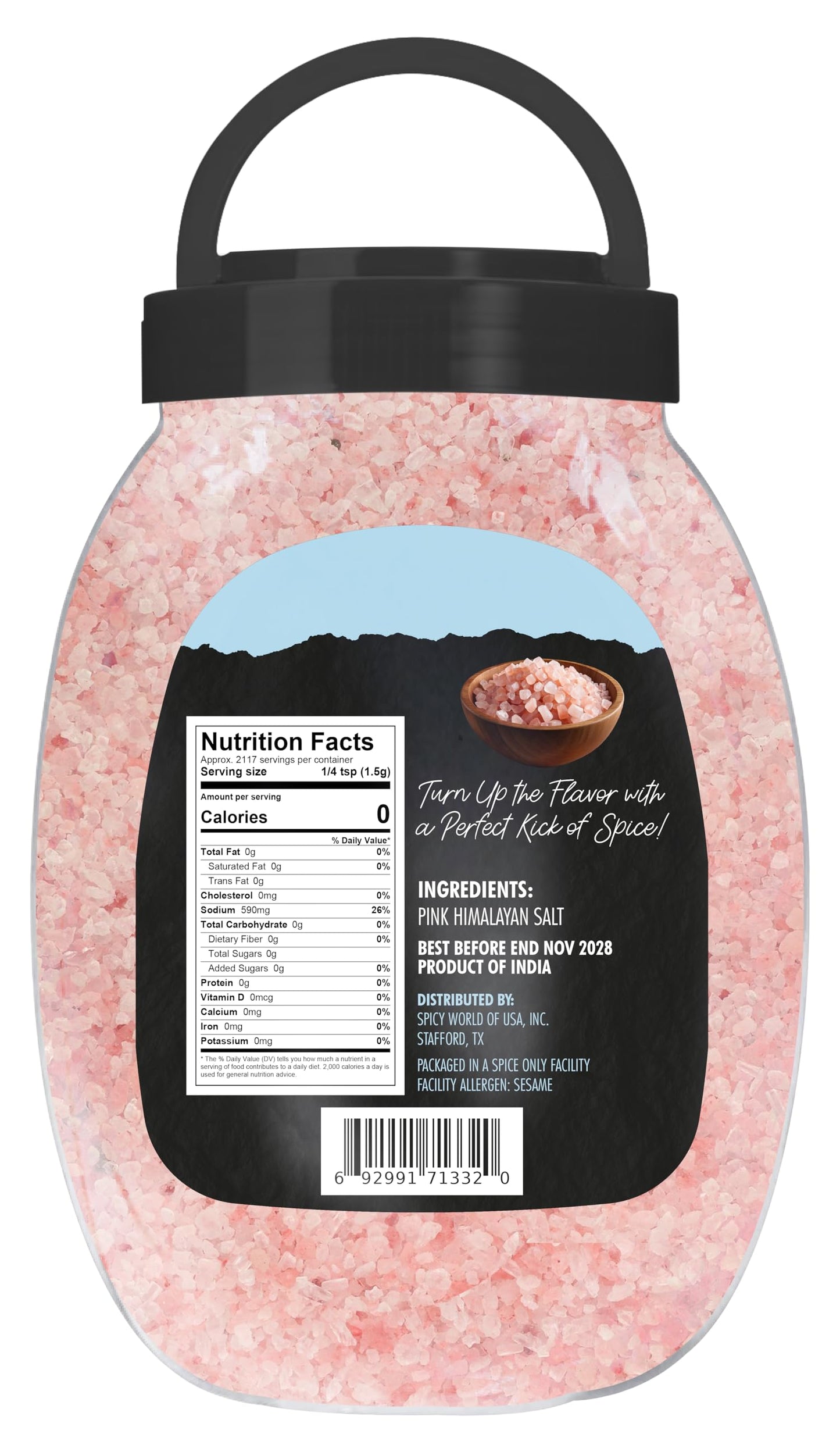 Himalayan Pink Salt Coarse Grain 7LB Jar - Pure & Natural | Mineral-Rich | Ideal for Grinder Refills, Cooking & Seasoning - By Spicy World