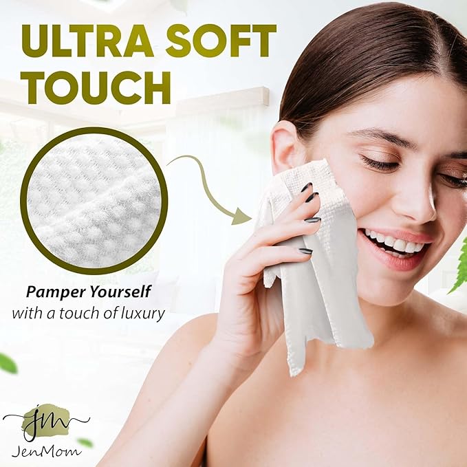 Disposable Face Towels – 100 Count XL 10”x12” Biodegradable Dry Wipes | Ultra