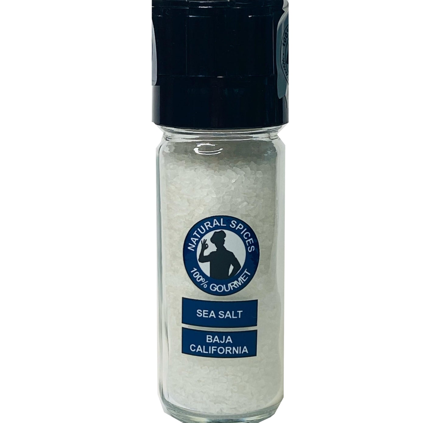 100% Gourmet Baja California Sea Salt Grinder (6 oz) – Pacific Ocean Mineral Salt – Natural & Unrefined – Coarse Sea Salt for Cooking, Seafood & Finishing – Refillable Glass Grinder