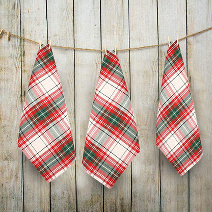 Urban Villa Christmas Kitchen Towels 100% Cotton Dish Towels for Kitchen (Set of 6) 20”x30” Dish Cloths Absorbent Kitchen Linen Set with Hanging Loop Perfect for Drying Dishes Cleaning – Christ Check