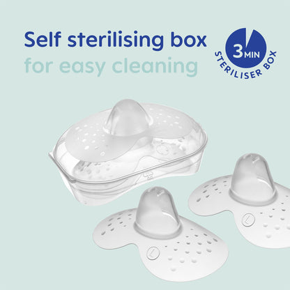 MAM Nipple Shield | Medium | 2 Pack | Comes in Sterilisable Travel Case | SkinSoft Silicone Familiar for Baby | Protects and Supports Breastfeeding
