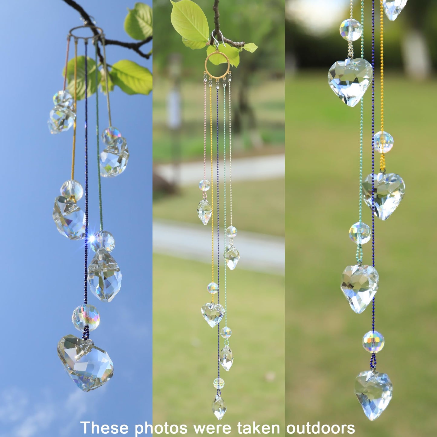 Crystals Heart Prisms Suncatcher Hanging Ornament Rainbow Maker for Home,Garden Decoration (Heart)