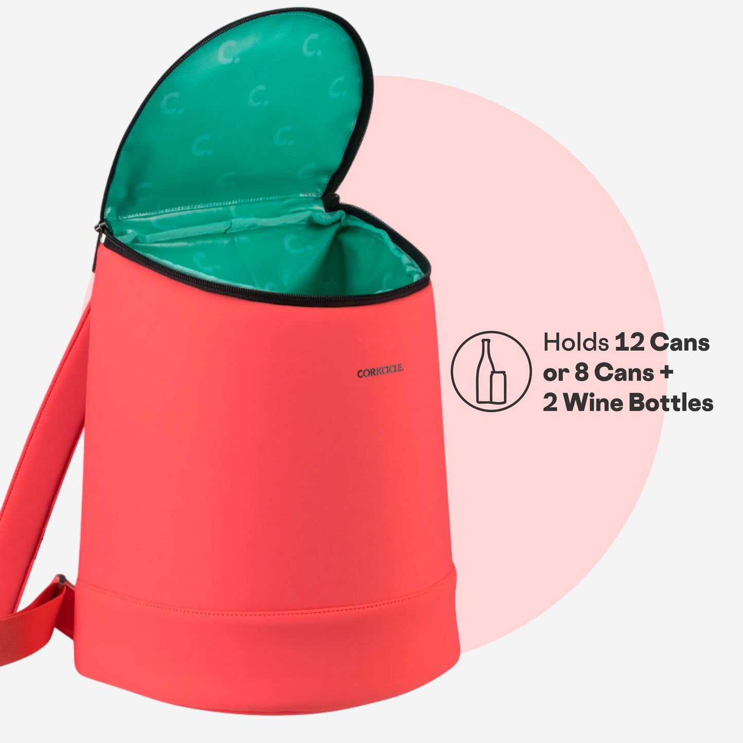 Corkcicle EOLA Cooler Backpack - Waterproof - Food Safe - Keep Drinks Ice Cold - Coral Neoprene