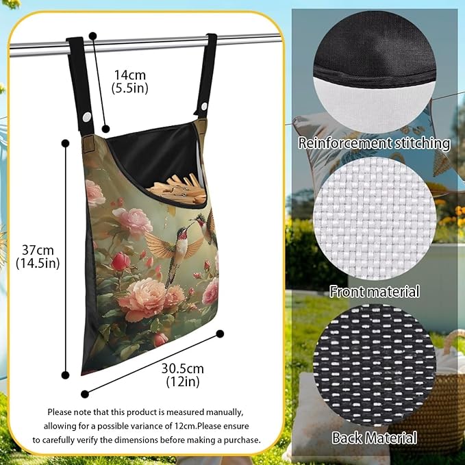 Clothespin Bag, Laundry Hanging Bag Fits Clothes Lines