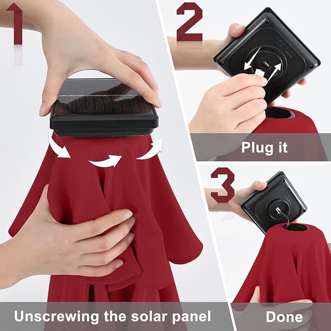ABCCANOPY Durable Solar Led Patio Umbrellas with 32LED Lights 11FT (Burgundy)