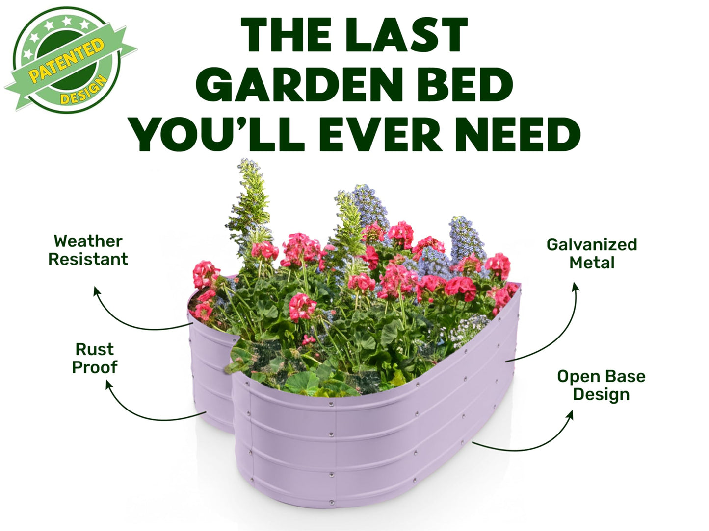 Plant & Plot Galvanized Raised Garden Beds Outdoor // Planter Raised Beds for Gardening, Vegetables, Flowers // Large Metal Garden Box (Lavender) // Tool-Free Assembly