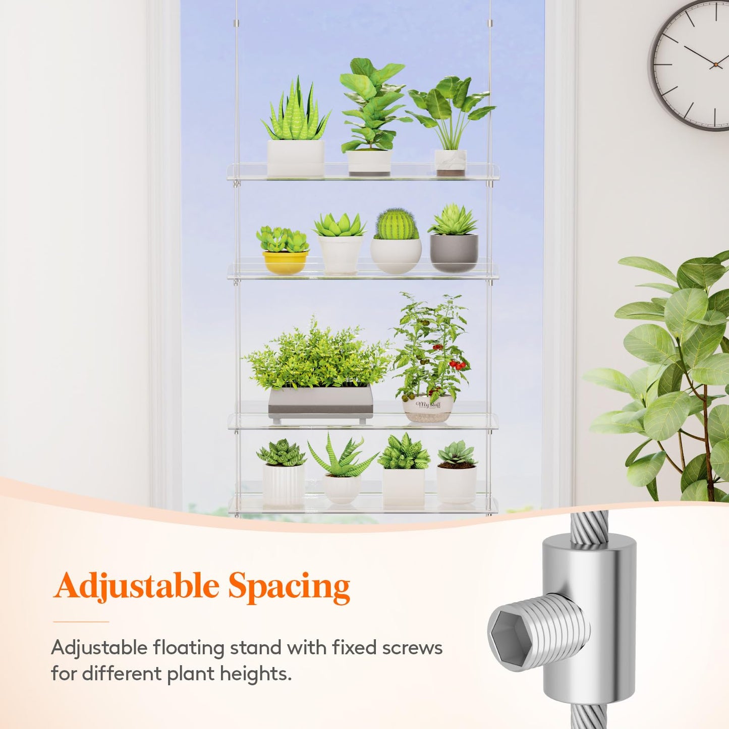 Lifewit 3-Tier Window Plant Shelves 15", Acrylic Adjustable Hanging Floating Shelf, Window Sill Extender for Succulent Plants, Micro Greens, Seed Starter Pots, Herb Planters 38 x 15 cm/15x6