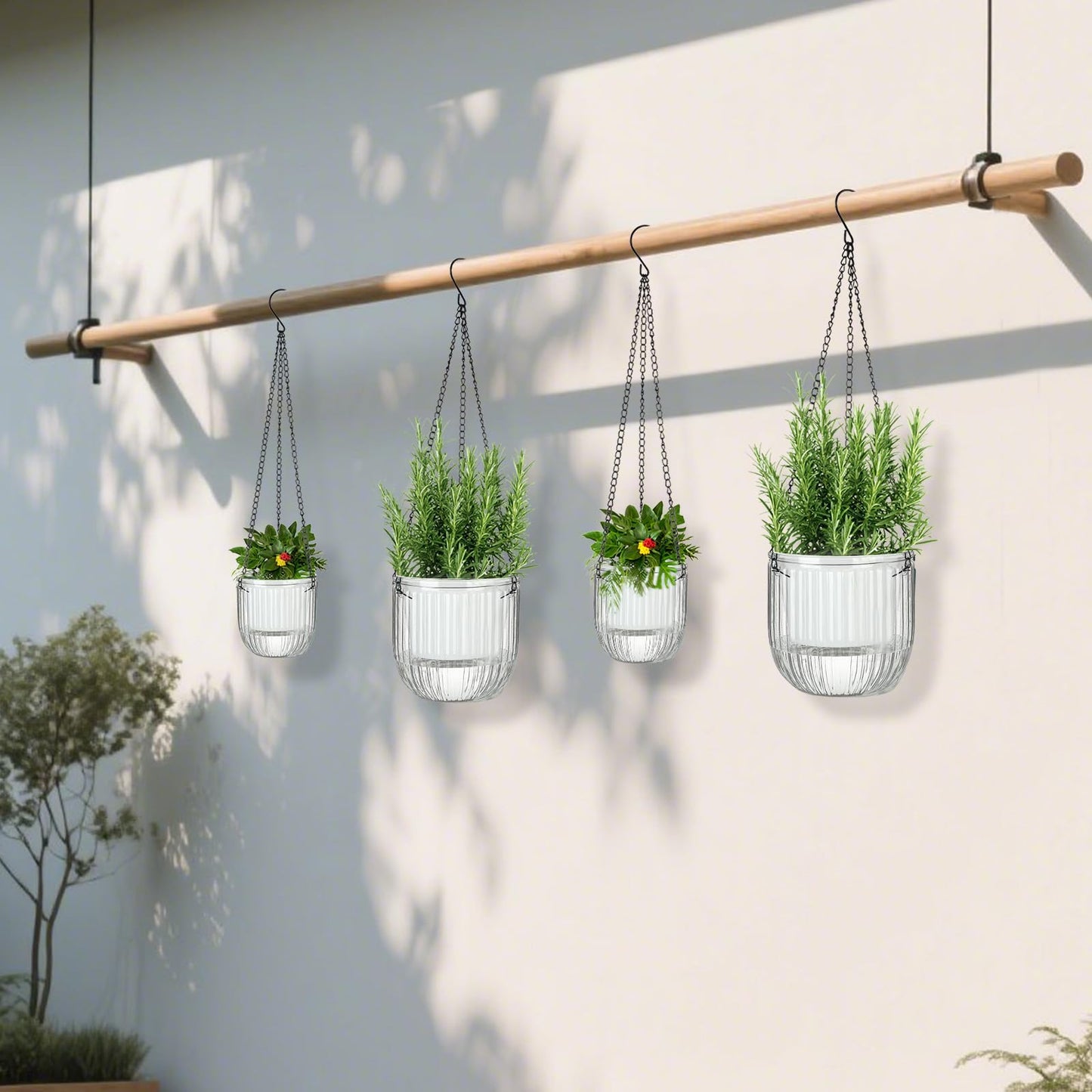 JxyHauteresce Self-Watering Hanging Planter for Indoor Plants - Easy Care, Long Lasting - Perfect for Herbs, Succulents, and More (White Transparent)