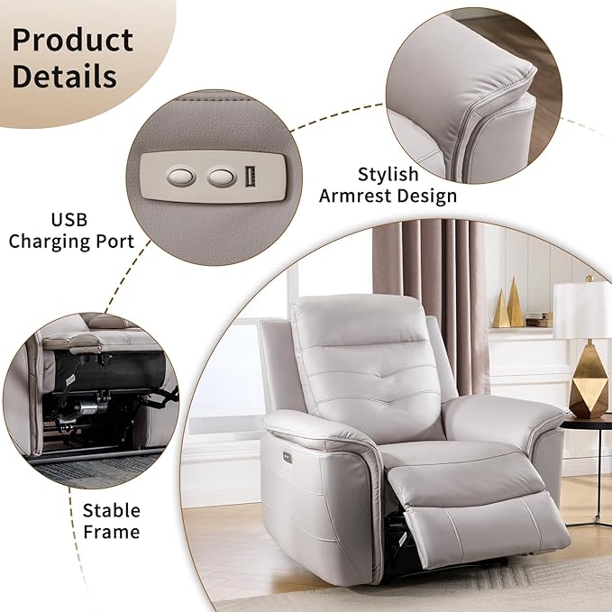 ANJ 3-Piece Faux Leather Power Recliner Sofa Set
