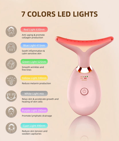 Red-Light-Therapy-for-Face and Neck, 7 Color Light Based Facial Massager, Portable Skin Care Tool (Black)