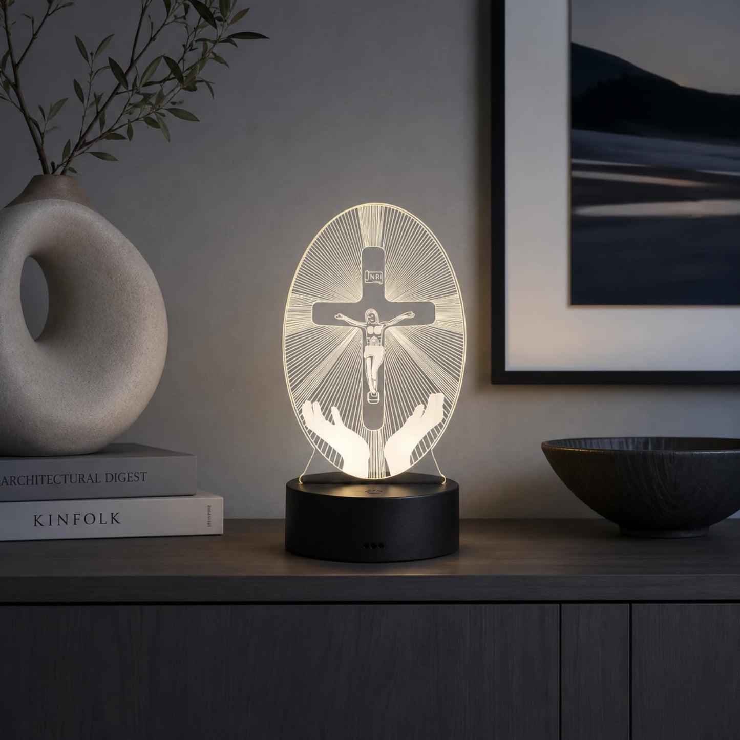 LJYIDAMY 3D Jesus Cross Night Light, Christian LED Illusion Lamp with Remote, USB Powered Religious Cross Lamp for Bedroom Prayer Room Decor, Christmas Christian Gifts for Men Women