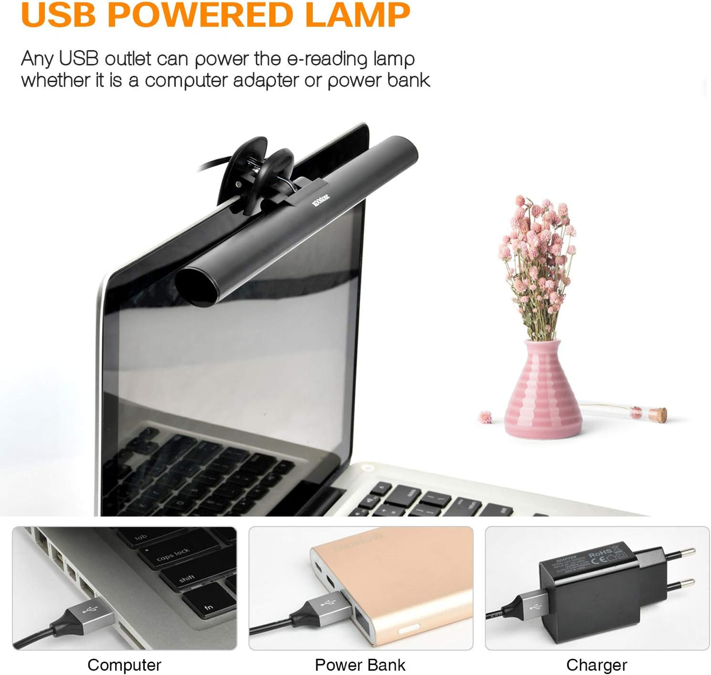 Monitor Light Bar, Computer e-Reading Task Lamp - 3 Color Modes, 10 Brightness Levels, USB Powered