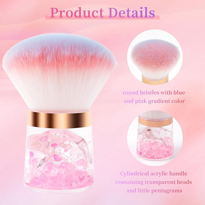 ANGNYA Nail Dust Brush, Round Nail Art Dust Powder Remover Brush