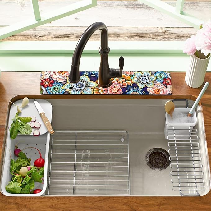 19.5" x 12" Dish Drying Mat & 24" x 5.5" Sink Splash Guard, Super Absorbent
