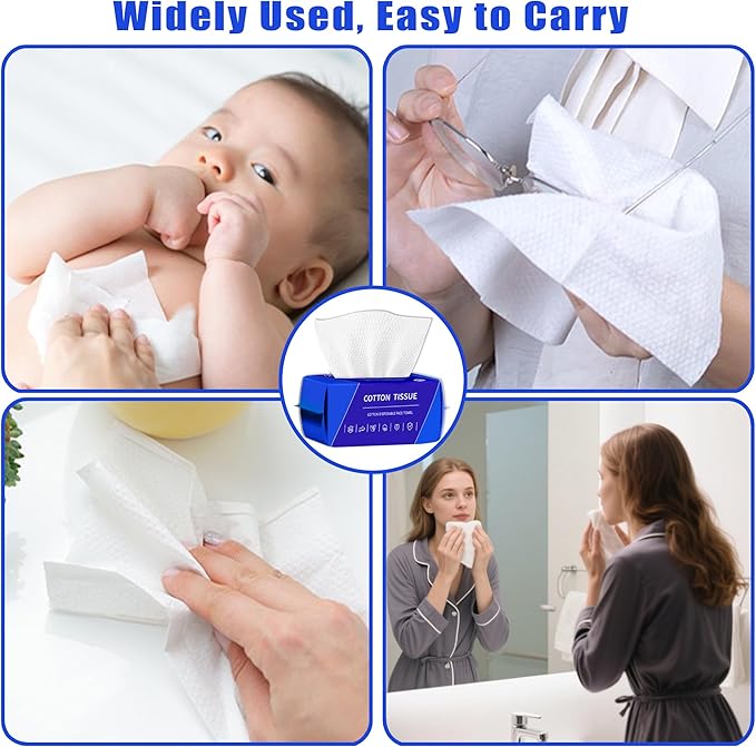 100 Count Disposable face towel, Ultra Thick face towels, Face towels disposable