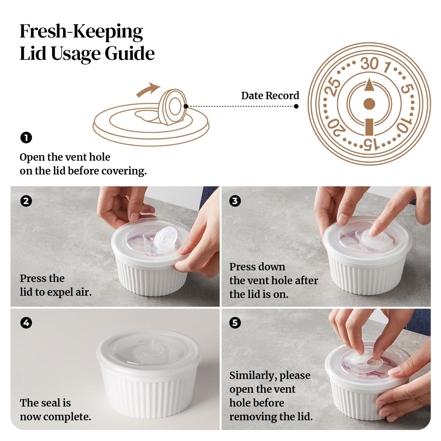 DOWAN Ramekins 8 oz Oven Safe with Lids, Creme Brulee Ramekins Bowls, Porcelain Ramiken Souffle Dishes, Custard Cups for Baking, Small Bowls for Pudding Dip Sauces Dessert, White, Set of 6