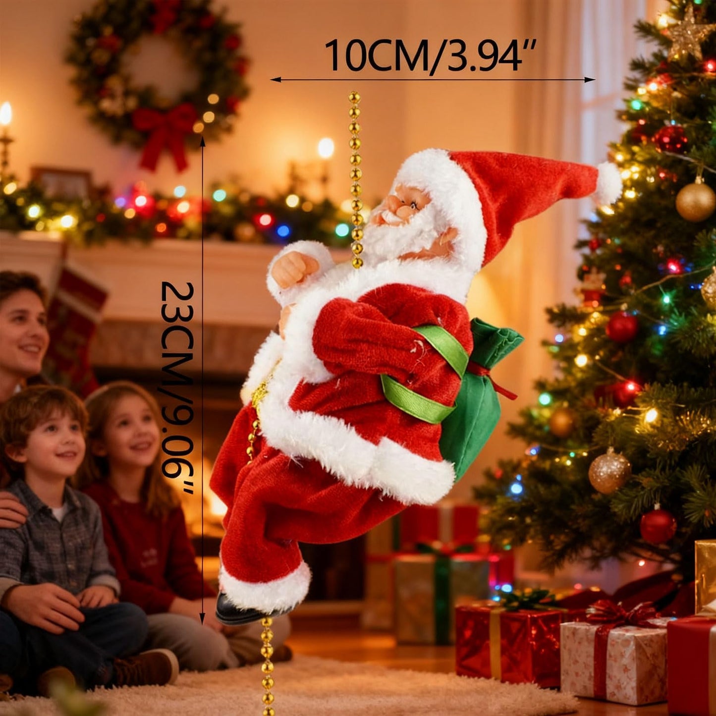 Santa Claus Musical Climbing Rope, 2026 New Electric Climbing Santa on Rope, Hanging Climbing Santa on Rope with Funny Musical, for Christmas Tree Fireplace Home Décor (1PCS)