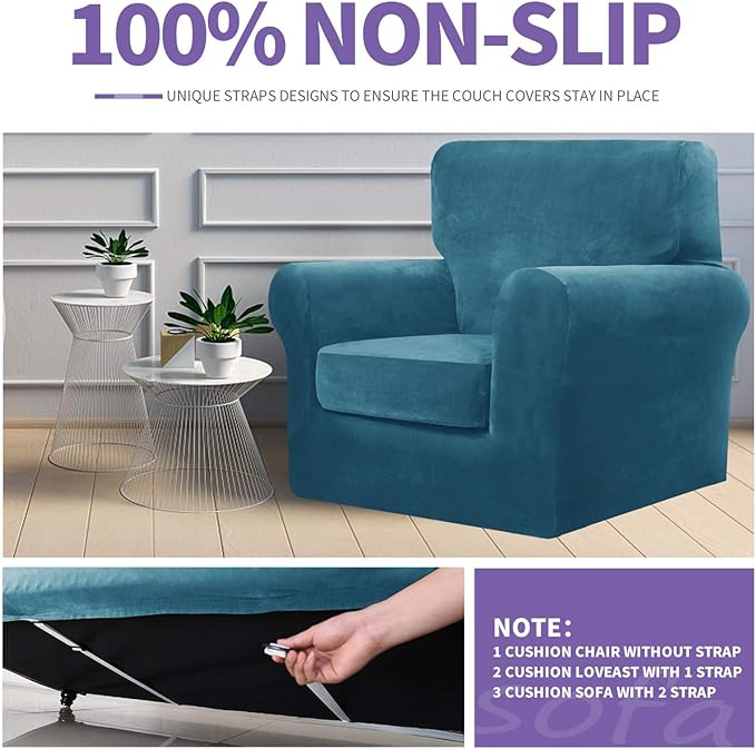 ZNSAYOTX Luxury Velvet Chair Slipcovers