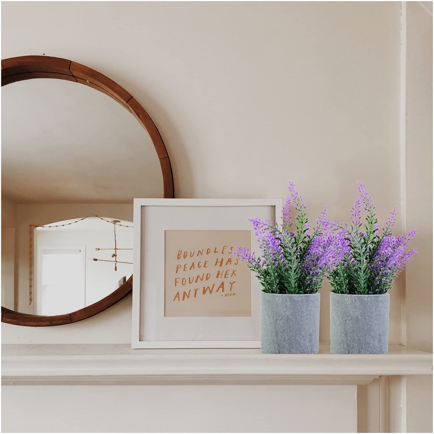 CADNLY Artificial Lavender Plant in Pots - Faux Lavender Flowers Decor – Fake Flowers Purple Decor Plant Potted Bathroom Bedroom Kitchen Farmhouse Home 2 Pack